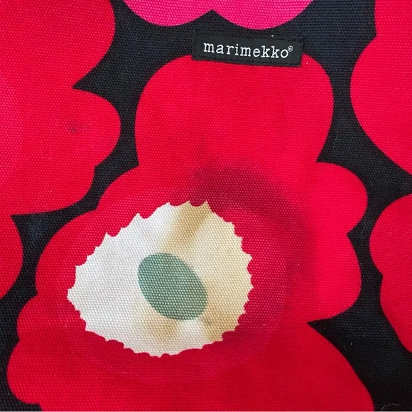 Marimekko Avon Breast Cancer Crusade Red/Pink Floral Tote Bag (Stained) - Picture 2 of 15